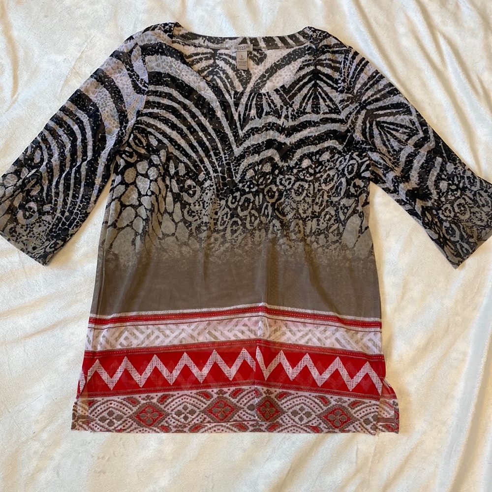 Chico’s Sheer 3/4 sleeve - size 1